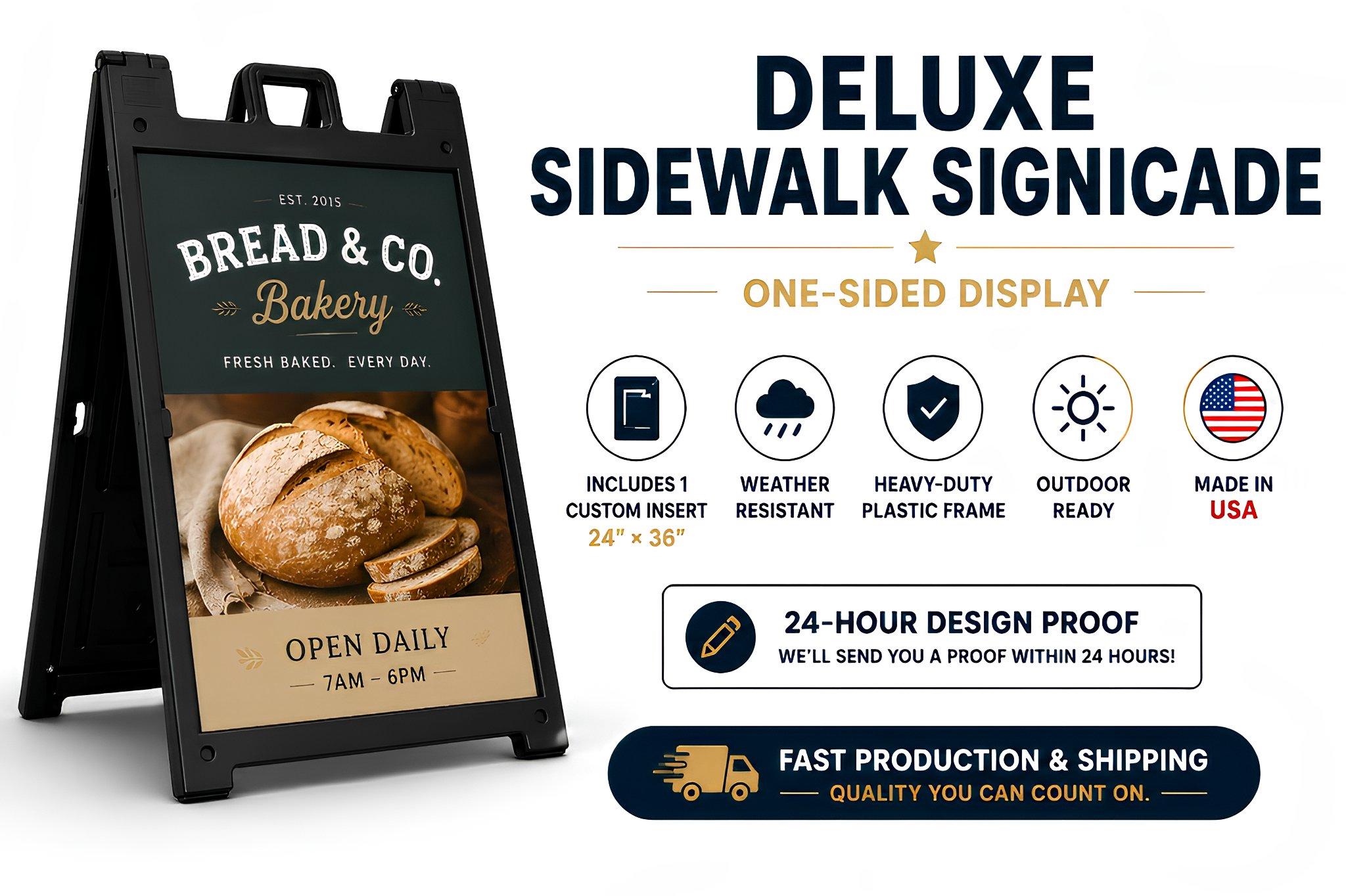 Custom Deluxe A-Frame Sidewalk Signicade | Heavy-Duty Plastic, Doub...