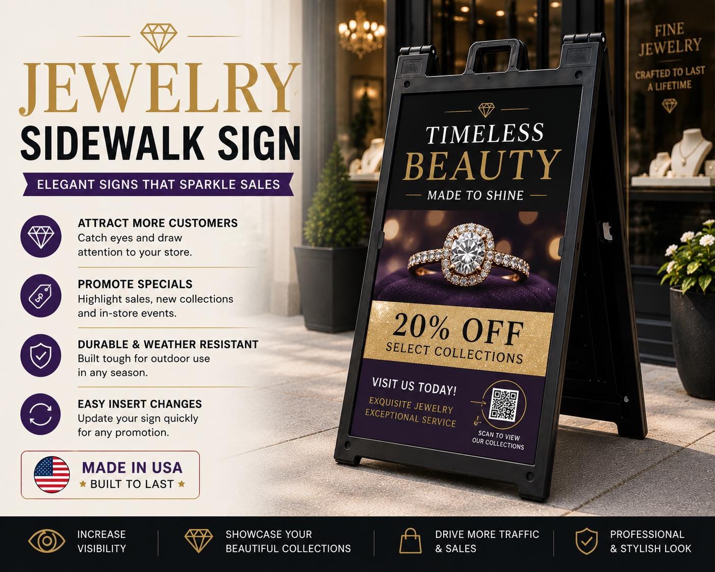 Custom Jewelry Sidewalk Sign | A-Frame Signicade, Outdoor Advertising