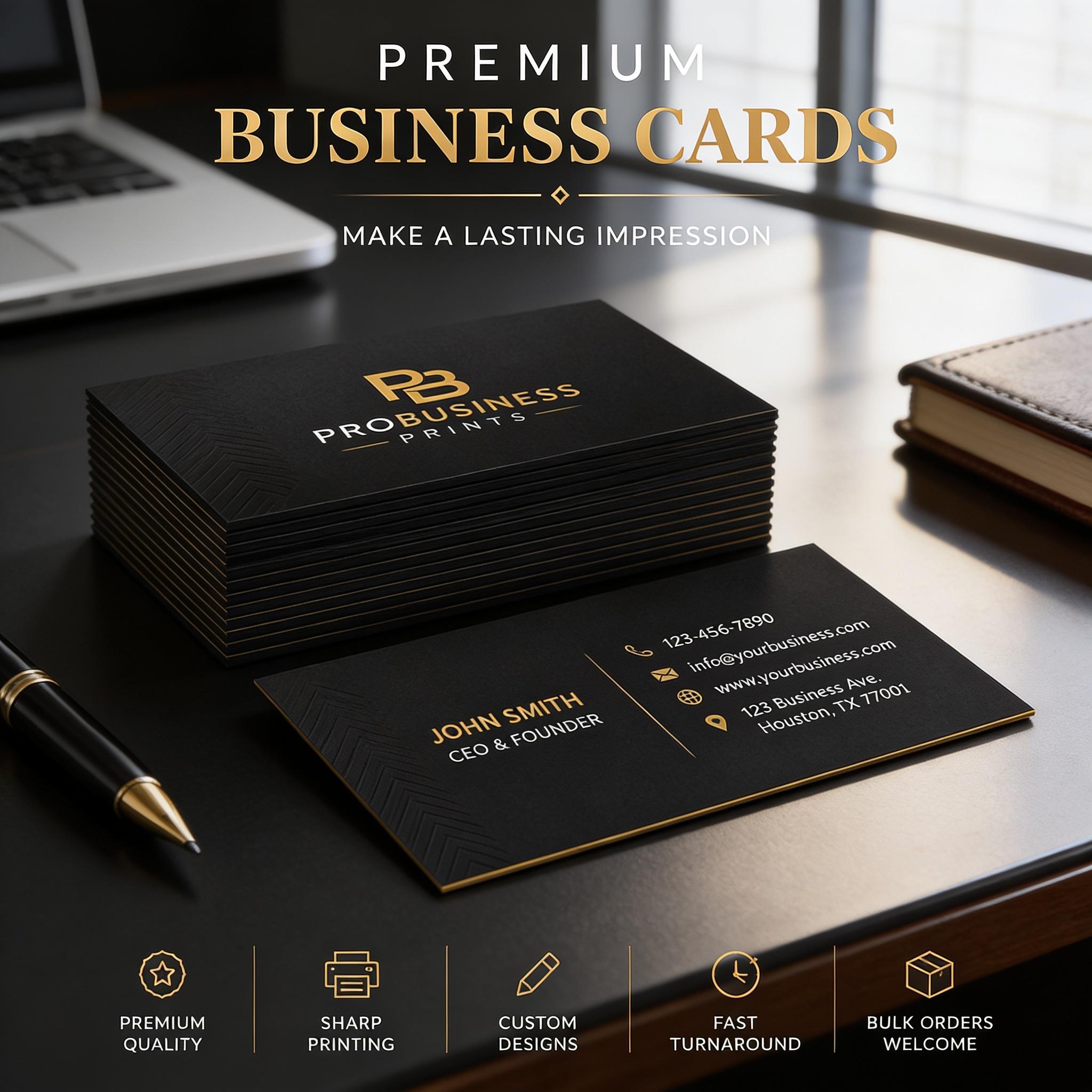 Custom Business Cards: Matte or Glossy Logo Printing for Branding