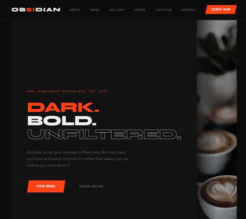 Dark Espresso Luxury Cafe Website Template, Stylish and Responsive ...