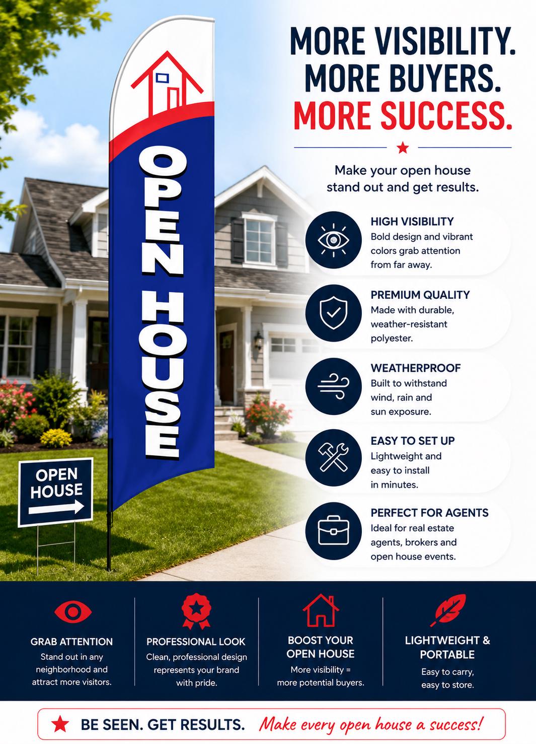 Open House Welcome Agent Inside Feather Flag, Real Estate Open Hous...