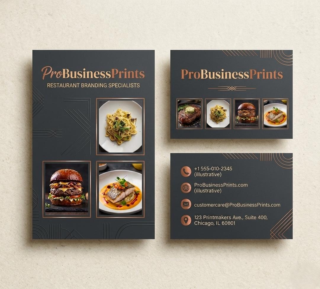 Custom Restaurant Business Cards, Matte or Glossy Finish, Logo Prin...