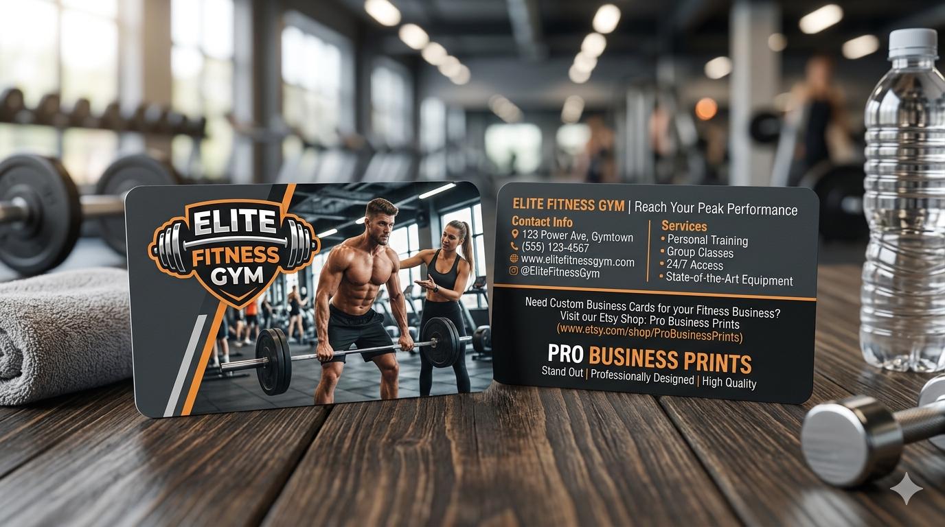 Custom Gym Business Cards, Personal Trainer Branding, Fitness Coach...