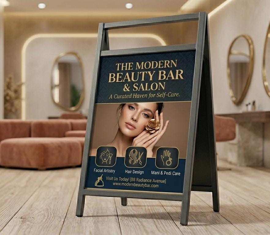 Custom Metal A Frame Sign, Salon Sidewalk Advertising Board, Busine...