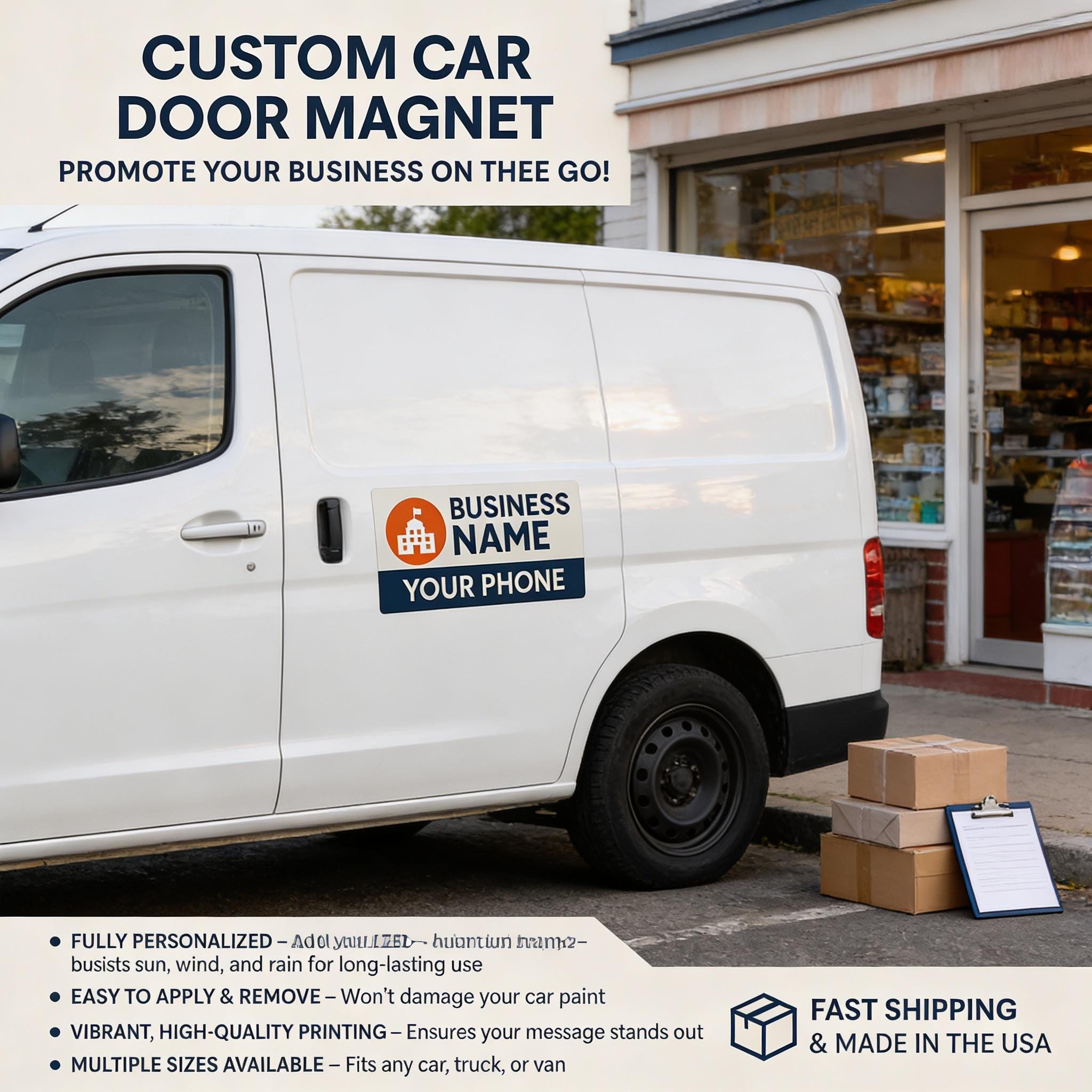 Custom Vehicle Magnets: Business Logo Door Signs (Set of Two)