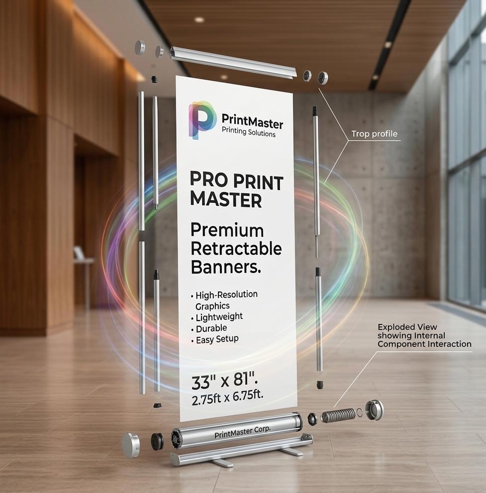 Custom Retractable Banner Stand – 33x81 Business Logo Display (Roll...