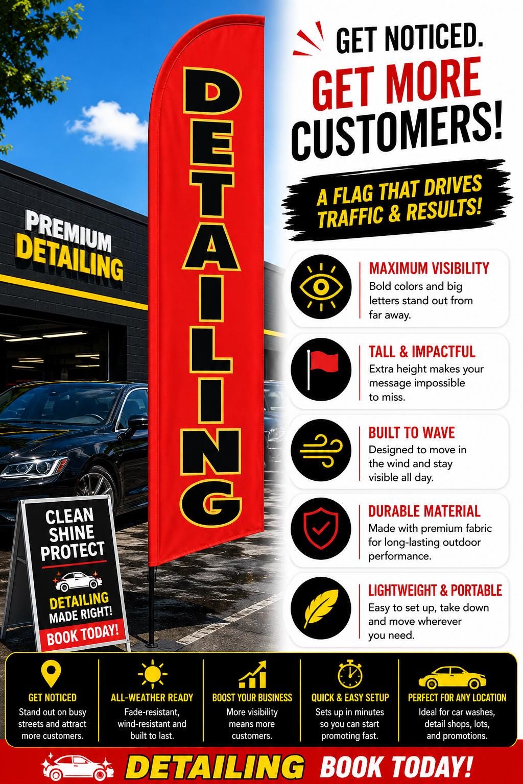 Auto Detailing Feather Flag with Hardware Included | Car Detailing ...