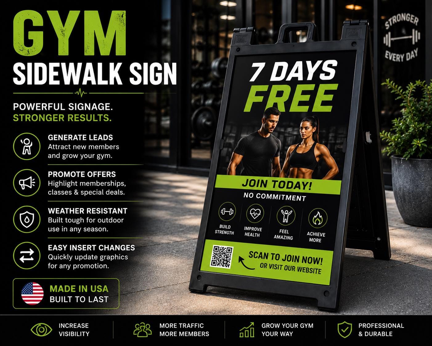 Gym Sidewalk Sign | Fitness Center A-Frame Signicade | Custom Outdo...