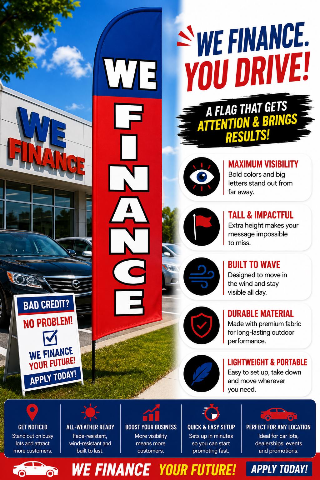 We Finance Feather Flag with Hardware Included | Car Dealership Ban...