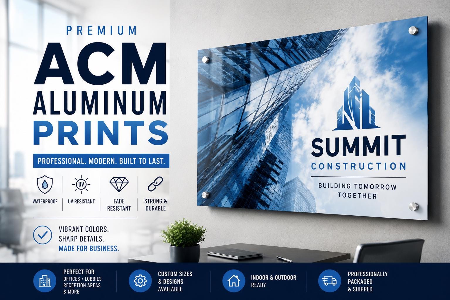 Aluminum Metal Business Sign: Custom Printed - Lightweight & Durable