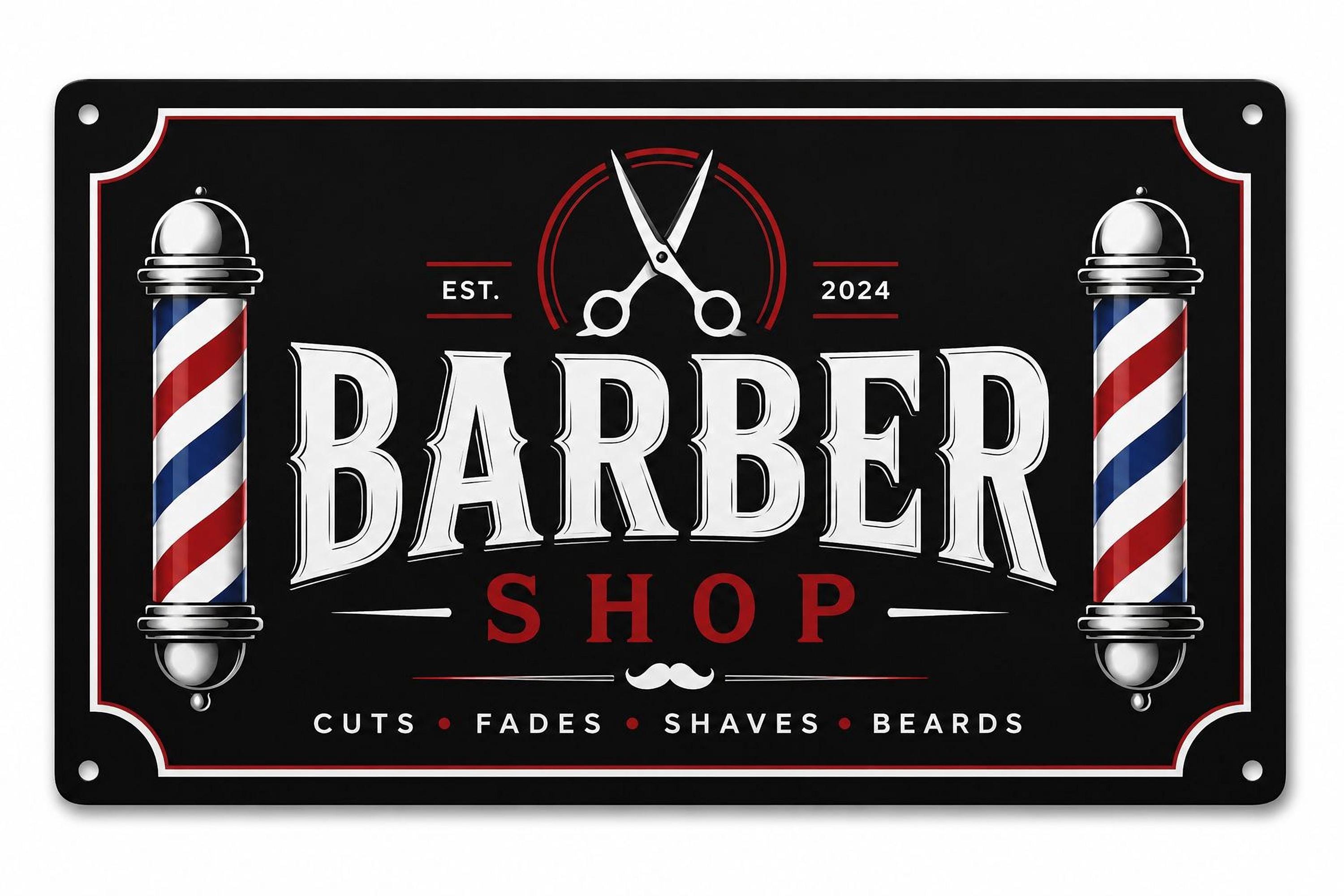 Custom Barber Shop Sign – Lightweight PVC, Indoor/Outdoor Use