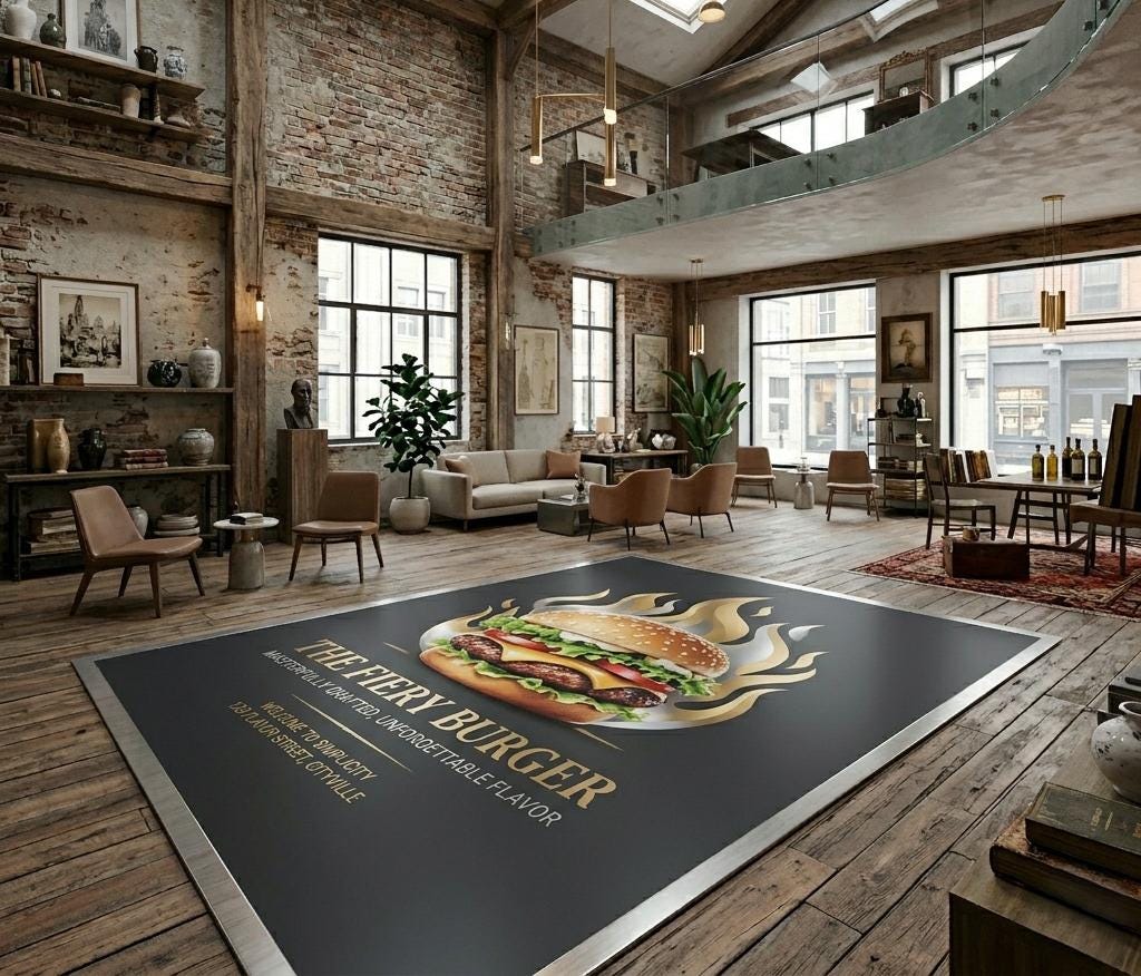 Custom Restaurant Floor Decal, Vinyl Burger Graphics, Non-Slip Bran...