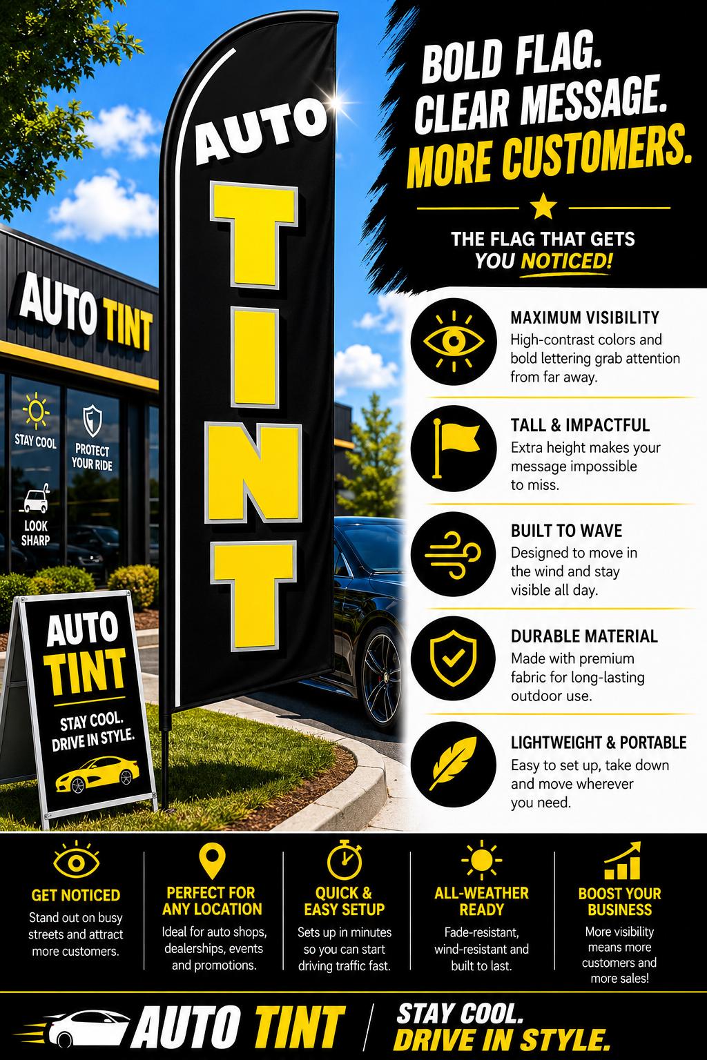 Auto Tint Feather Flag with Hardware Included | Window Tint Banner ...
