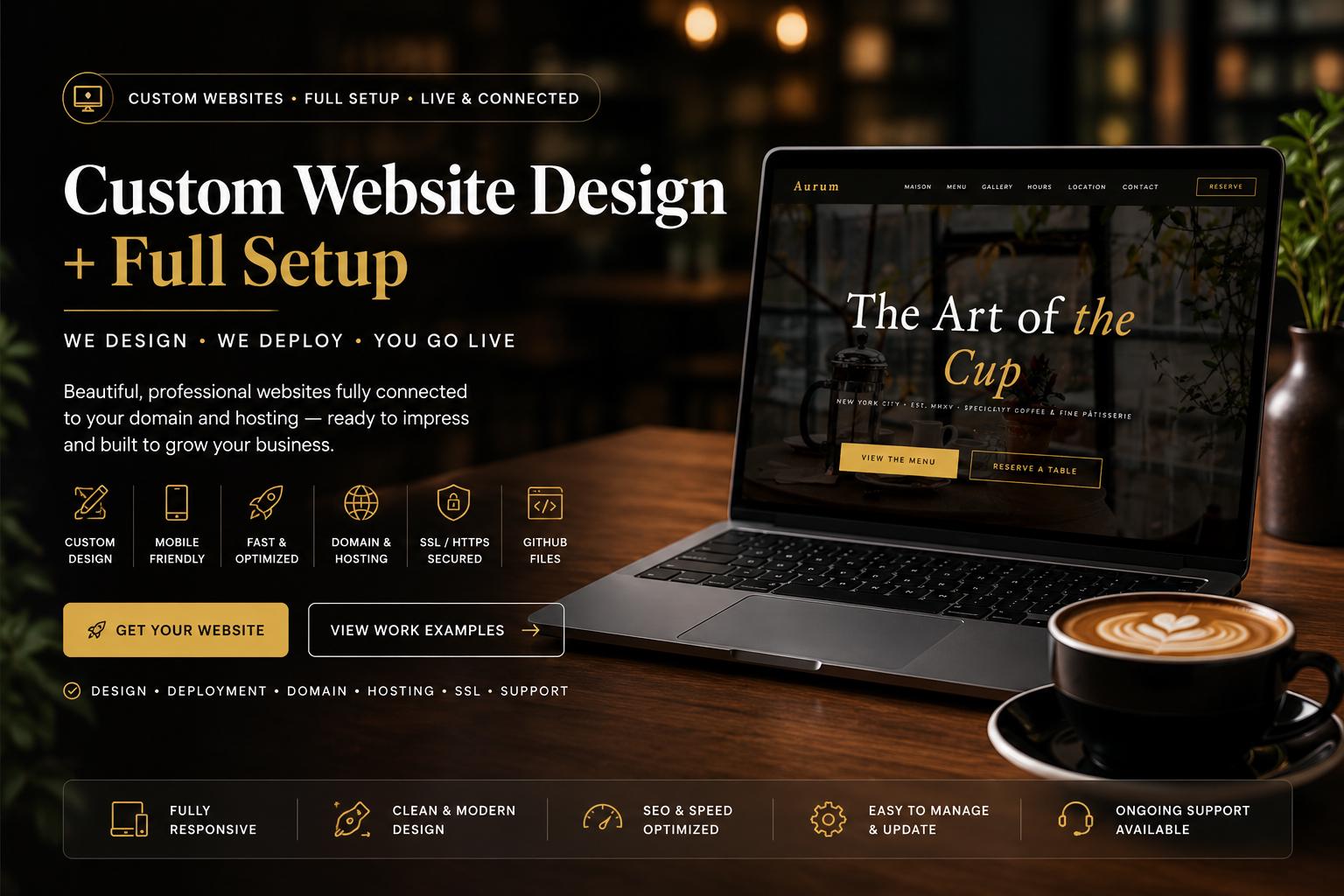 Custom Business Website Design Service - Domain & Hosting Setup Inc...
