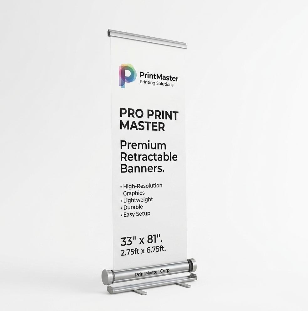 Custom Retractable Banner Stand, 33x81 Trade Show Display, Business...