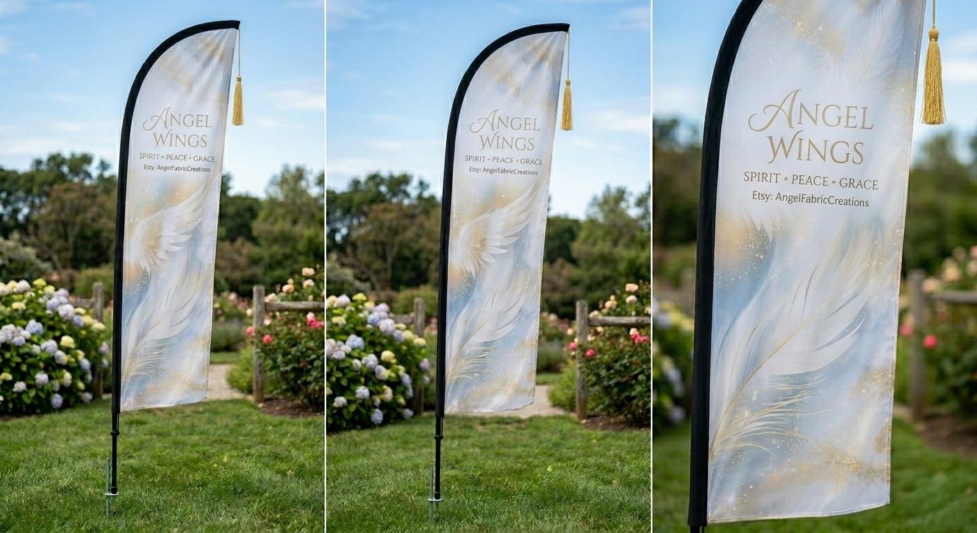 Custom Feather Flag Banner, Angel Wings Design, Outdoor Advertising...