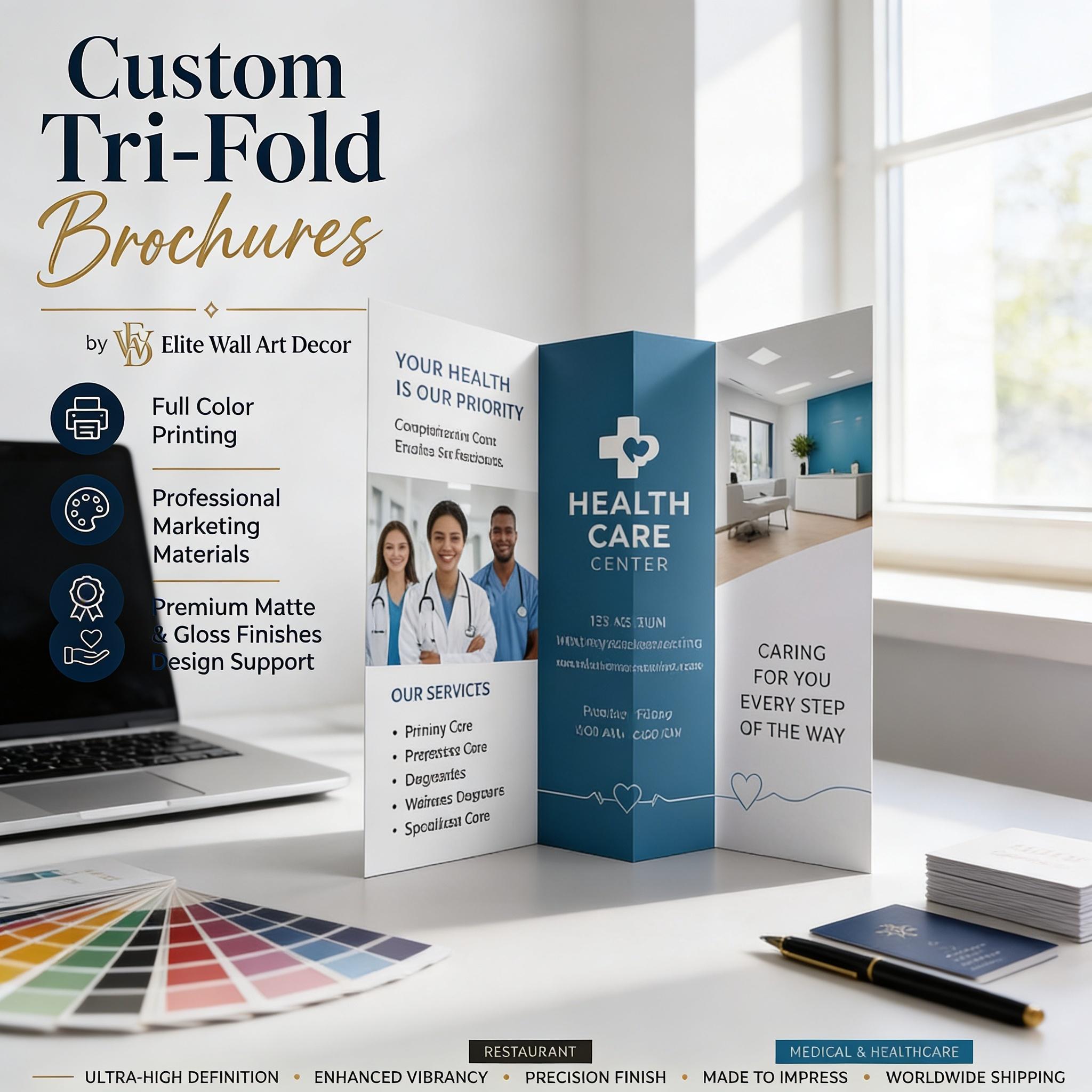 Custom Tri-Fold Brochure Printing - Vibrant Double-Sided Flyers