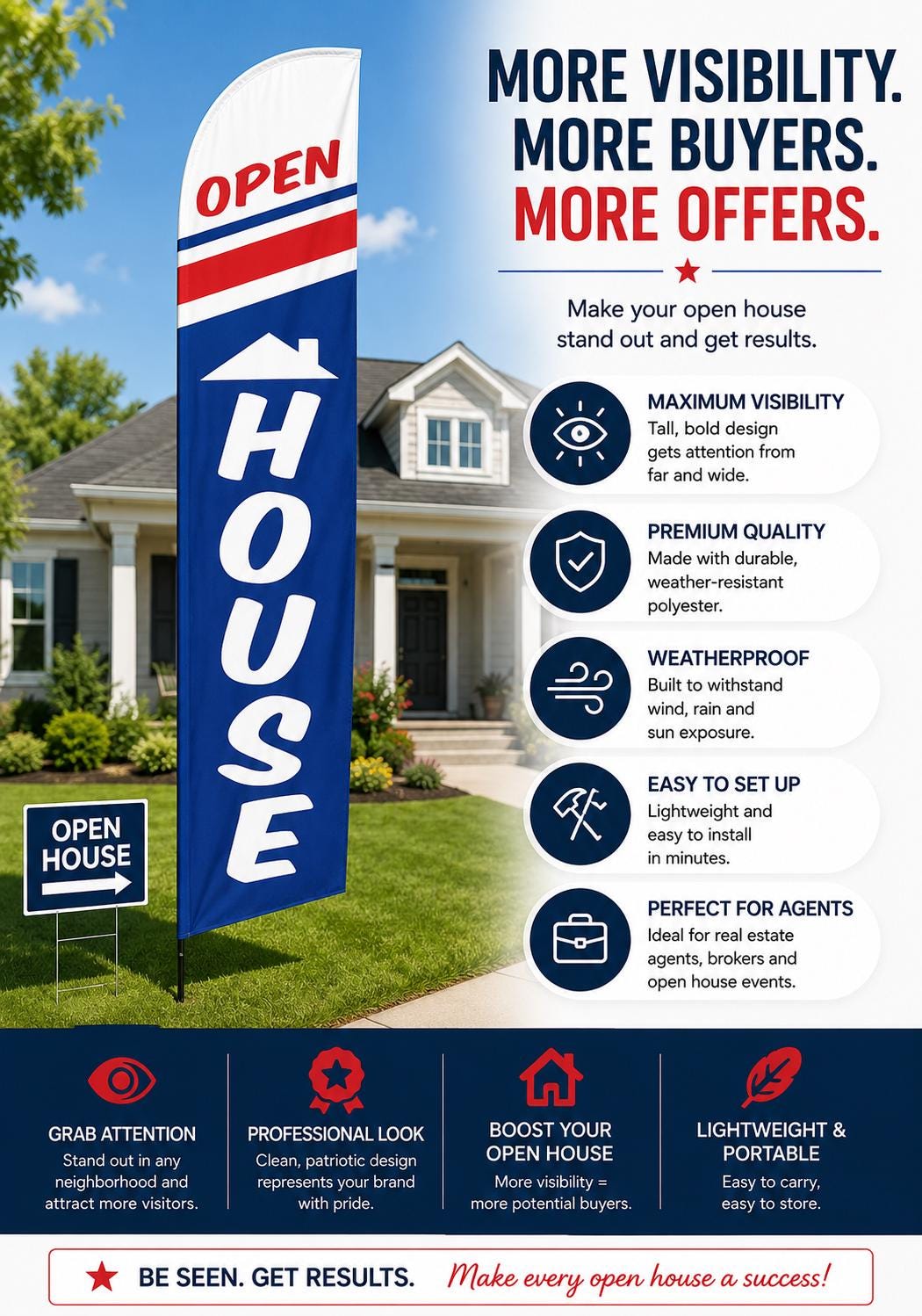 Open House Feather Flag, Realtor Open House Banner, Real Estate Out...