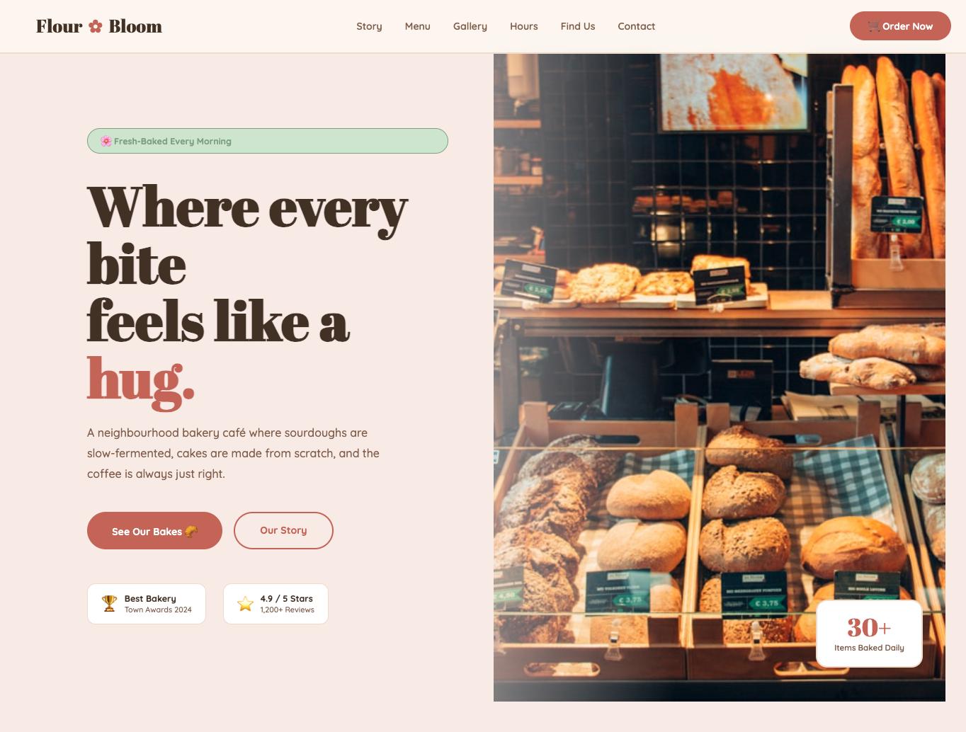 Bakery Cafe Website Template - Elegant, Mobile Ready Layout
