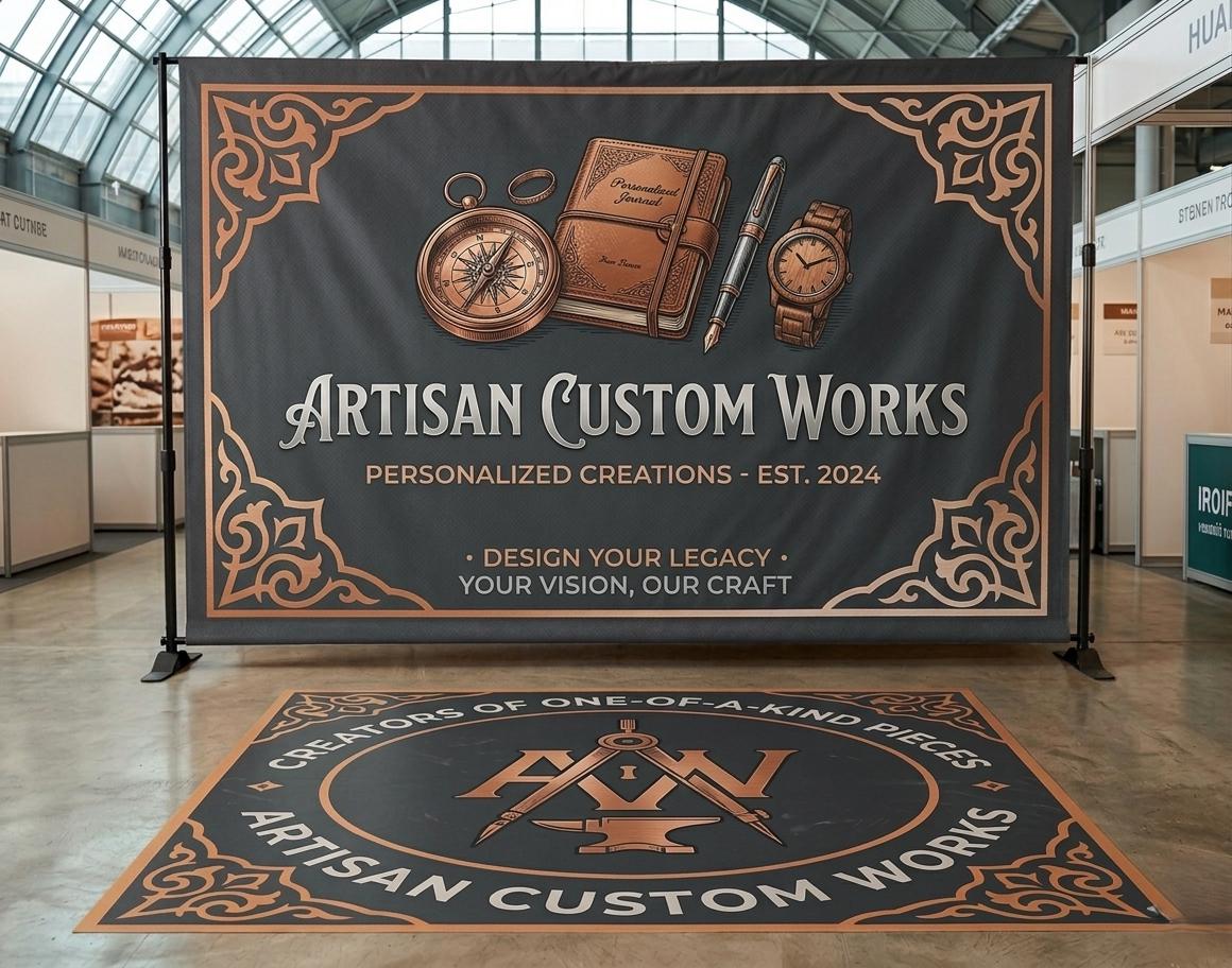 Custom Business Backdrop and Floor Decal Set, Event Display, Trade ...