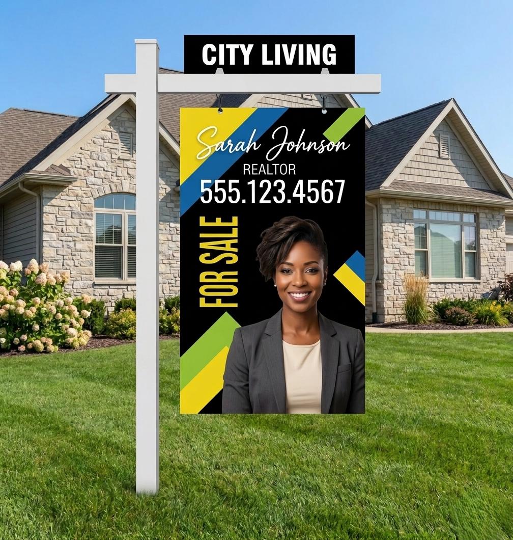 Custom ACM Metal Real Estate Sign with PVC Post, UV Printed Weather...