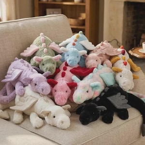 Jellycat Dragon Plush Collection, Fantasy Stuffed Toy, Sky Snow Rose Onyx