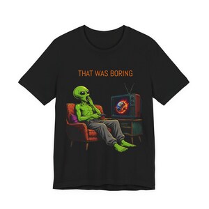 Alien Watching TV tee | Retro sofa, vintage television, sci-fi graphic