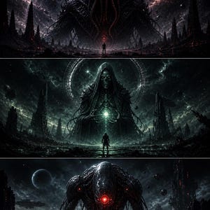 Cybernetic Alien God Poster, Dark Fantasy Sci Fi Artwork, Space Horror Digital Print