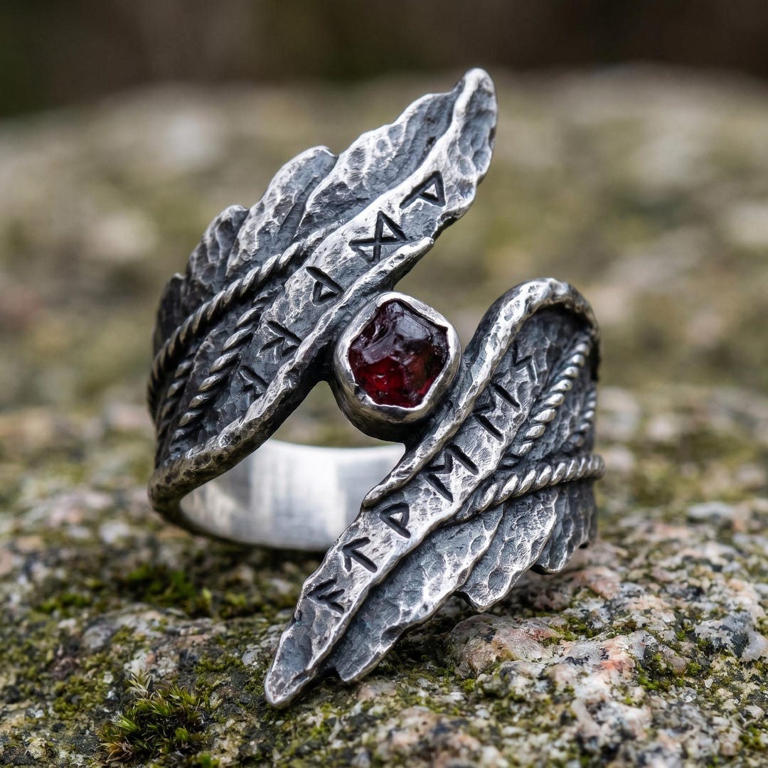 Winged Rune Special Gift Choice for Him, Norse Rune Angel Wing Ring, 925 Silver ...