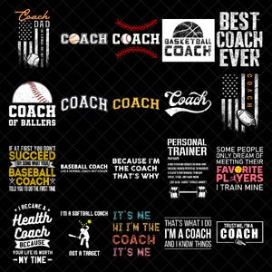 Coach PNG Bundle | Funny Baseball Basketball Coach Quotes | Digital Download for Shirts, Gifts, Sublimation Designs