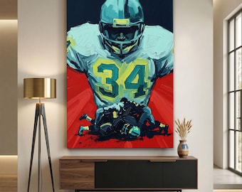 Football Player Canvas Print, 34 Jersey Sports Wall Art, Abstract Athletic Poster, Man Cave Decor, Modern Sports Fan Art, Game Day Gift