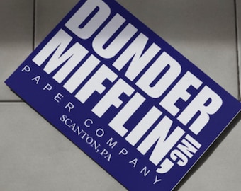 Printable and Editable Dunder Mifflin -inspired 8.5x11 in Landscape flyer, Party Logo sheet