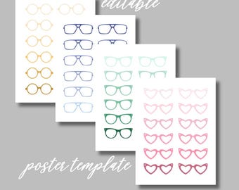 Editable Eye Wear Poster Template, Eye Glasses Posters 12x18, 18x24, 21x28 (inches)