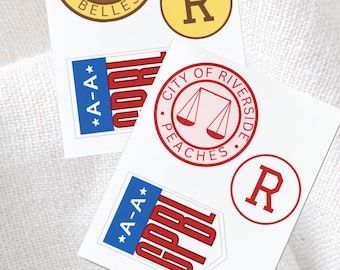 Printable R. Peach and Belle Baseball-inspired paper patches, Halloween costume