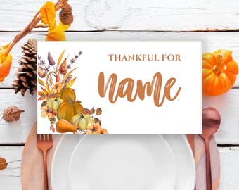 Thanksgiving Place Card Template: Editable Dinner Party Name Card (Digital Download)