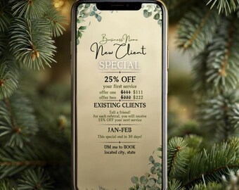 Editable Holiday New Client Social Media Template (Canva, Digital Download)