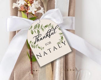 Thanksgiving Place Card Template: Editable Dinner Party Name Card (Digital Download)