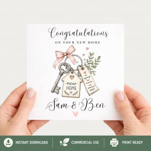 Whimsical watercolor new home clipart bundle featuring cozy cottage houses, floral front doors, vintage keys, rustic shelves, welcome home signs, and soft pastel greenery in sage green and blush pink tones. Includes 35 high-quality transparent PNG designs for sublimation, scrapbooking, stickers, invitations, and DIY home decor projects