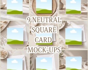 Neutral Square Card Mockups | Minimalist Canva Template Bundle (Digital Download)