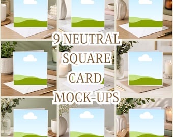 Neutral Square Card Mockups | Minimalist Canva Template Bundle (Digital Download)