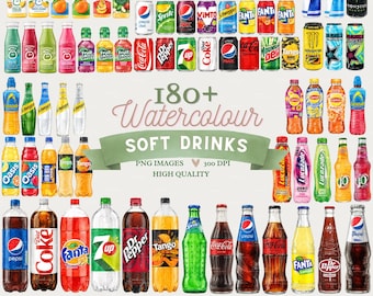 180+ Watercolour Soft Drinks Clipart Bundle | PNG Images, Commercial Use (300 DPI)