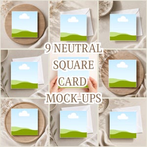 Neutrala fyrkantiga kortmodeller | Minimalistiskt Canva-mallpaket (digital nedladdning)