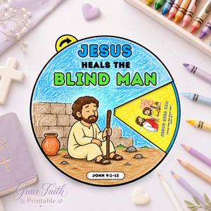 Jesus Heilt den Blinden Spinner Handwerk, Sonntagsschule Bibel Geschichte Rad