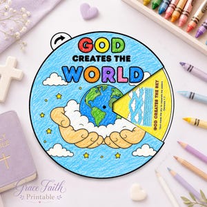 Gott erschafft die Welt Handwerk, Bibel Rad Printable