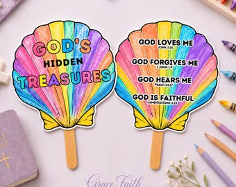 Christliche Kinder Malhandwerk | Gottes verborgene Schätze Shell Printable, Bibel-Vers-Aktivität, Sonntagsschule & Homeschool