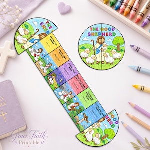 The Good Shepherd Craft Printable, Jesus Sheep Bible Story Coloring Activity, Sunday School VBS Homeschool Kids Lesson PDF Download