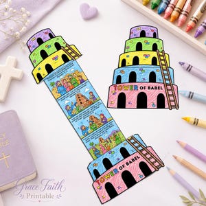 Tower of Babel Craft Printable, Bible Story Coloring Activity
