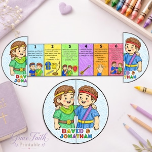 David and Jonathan Craft, Bible Activity for Kids, Sunday School Printable, Homeschool Bible Lesson