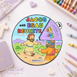 Jacob and Esau Reunite Spinning Wheel Craft | Bible Story Printable | Sunday School