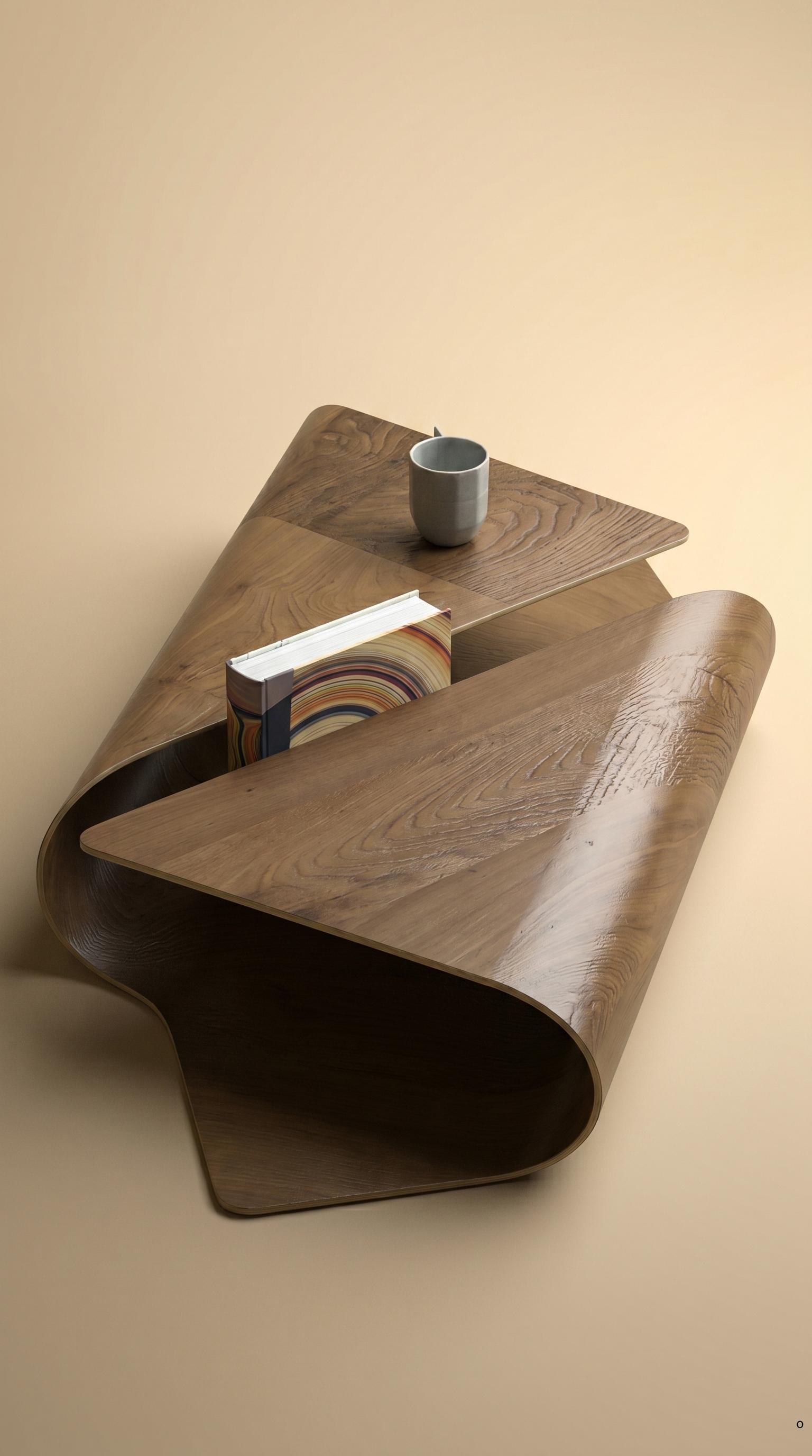 オーガニック形状 ダークブラウン木製テーブル Organic low coffee table - Etsy 日本